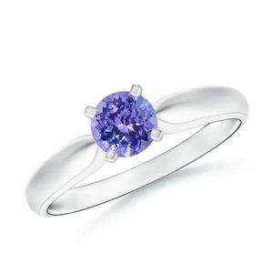 0.50 Ct Round AAA Natural Tanzanite Ring 14k Gold